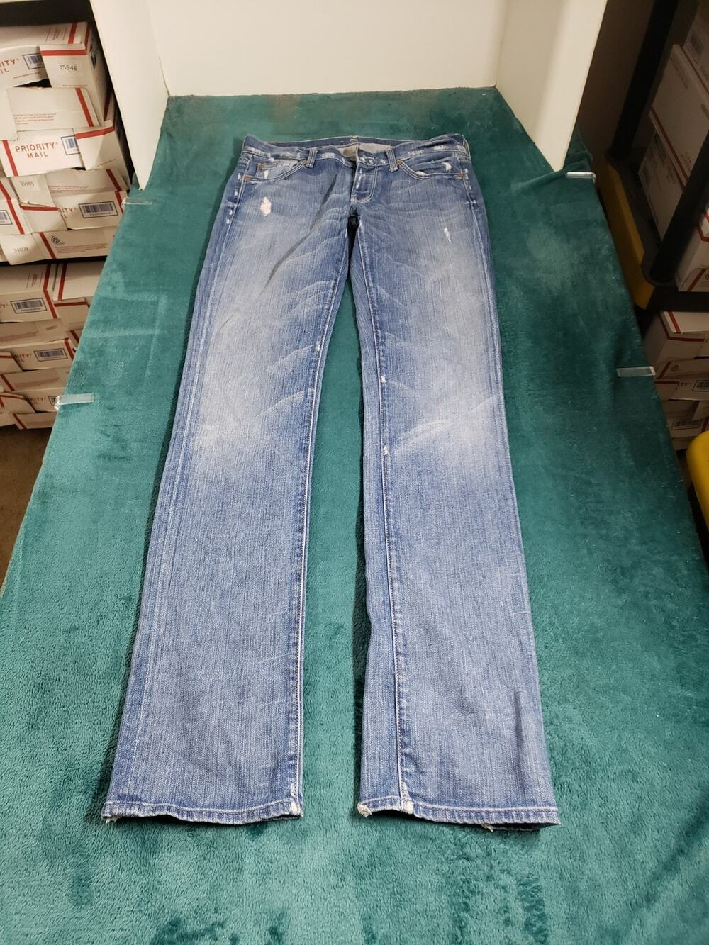 7 for all Mankind Jeans Size 27 Womens Blue Stretch Denim Mid Rise Straight